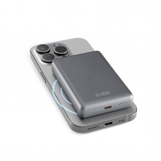 Преносима батерия SlimMag SBS 81536, 10 000mAh, безжична MagSafe, 15W, USB-C PD20W, алуминиева