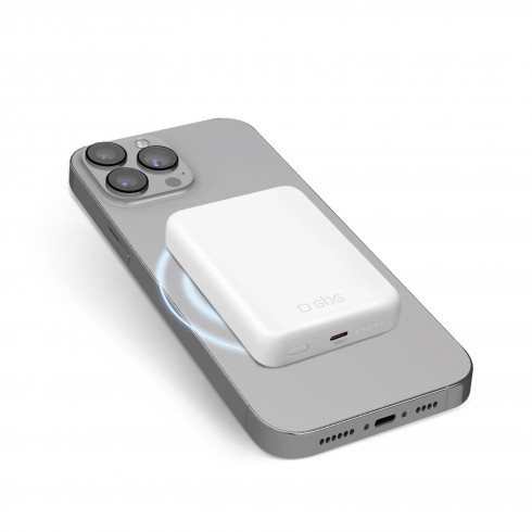 Преносима батерия SBS 87484, Mini Mag 5000mAh, безжична MagSafe, 15W, бяла Преносима батерия SBS 87484, Mini Mag 5000mAh, безжична MagSafe, 15W, бяла