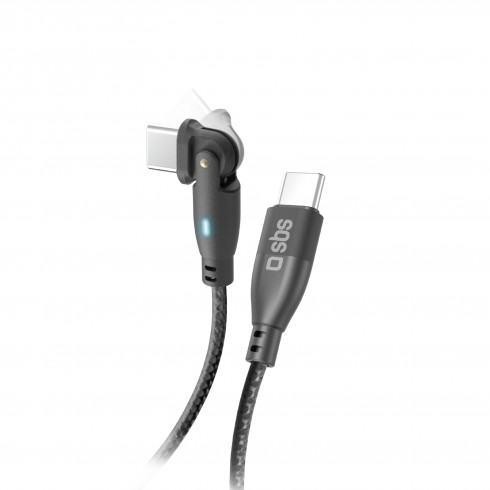 Kабел SBS 99128 USB-C-C 2.0, въртящ се накрайник на 180°, 60W, 1m , черен 