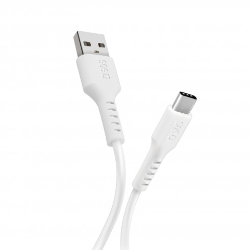  Кабел SBS 57654 USB А- USB-C,  бял 1 м