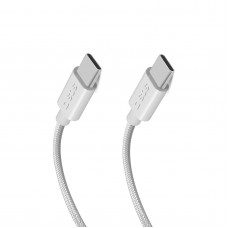 Kабел SBS 63907 с оплетка Type-C-C 3,2 100W,10 Gbps, 1,5 m, бял