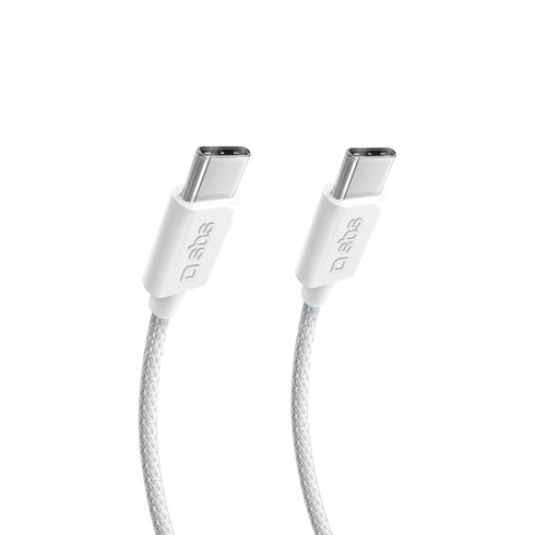 Kабел SBS 75306 с оплетка Type-C-C 4.0 240W, 40 Gbps, 1 m, бял