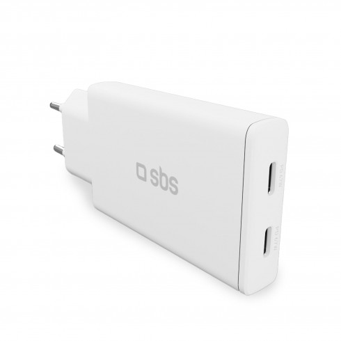 Мрежово зарядно GaN 2xUSB-C 67W SBS 89525 ultra slim