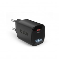 Мрежово зарядно SBS 81451 PD45W GaN, 1xUSB-C  + LCD,  черно