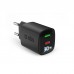 Мрежово зарядно SBS 81475 PD30W GaN, 1xUSB-C PD30W + 1xUSB-A AFC 18W + LCD екран, черно