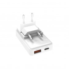 Мрежово зарядно SBS 98497 GaN, сгъваемо, 1xUSB-A+1xUSB-C PD65W