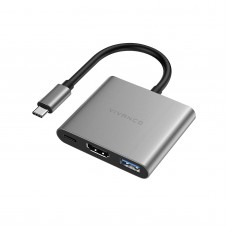 Алуминиев USB-C HUB 3в1, VIVANCO 23618,  HDMI 4K 60Hz