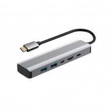 Алуминиев USB-C HUB 5в1, VIVANCO 23625, HDMI 4K 60Hz, USB-C PD100W, 2xUSB-A