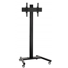 Стойка от земя на колела, за екрани до 65“, до 80 кг, VESA 400x400, тръба 150 см, черно
