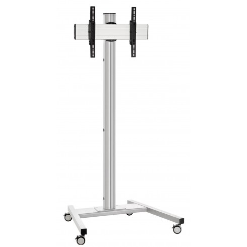 Стойка от земя на колела, за екрани до 65“, до 80 кг, VESA 400x400, тръба 150 см, сребро Стойка от земя на колела, за екрани до 65“, до 80 кг, VESA 400x400, тръба 150 см, сребро